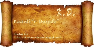 Kadnár Dezső névjegykártya